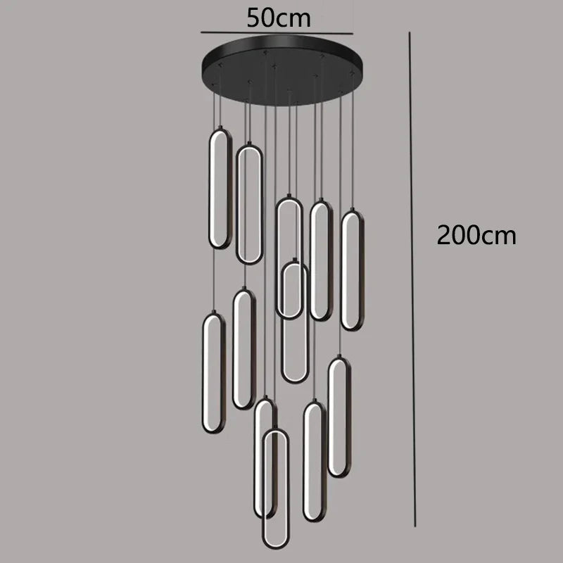 Afralia™ LED Staircase Chandeliers | Modern Pendant Light for Living Room