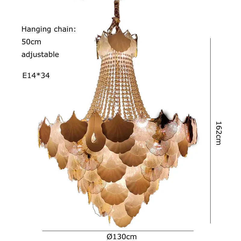 Afralia™ Ginkgo Gold LED Chandelier Fixture for Living Room