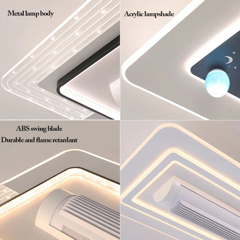 Afralia™ LED Bladeless Ceiling Fan Dimmable Remote Modern Indoor Lightingusc