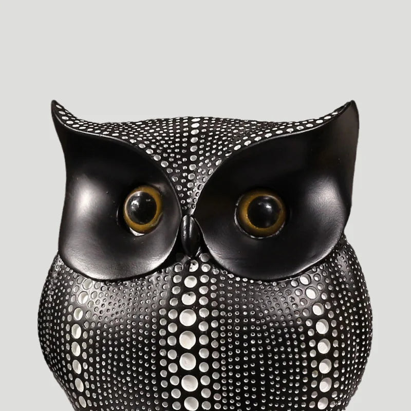 Afralia™ Yellow Owl Resin Figurine Home Decor, Blue Miniatures Cabinet Ornament