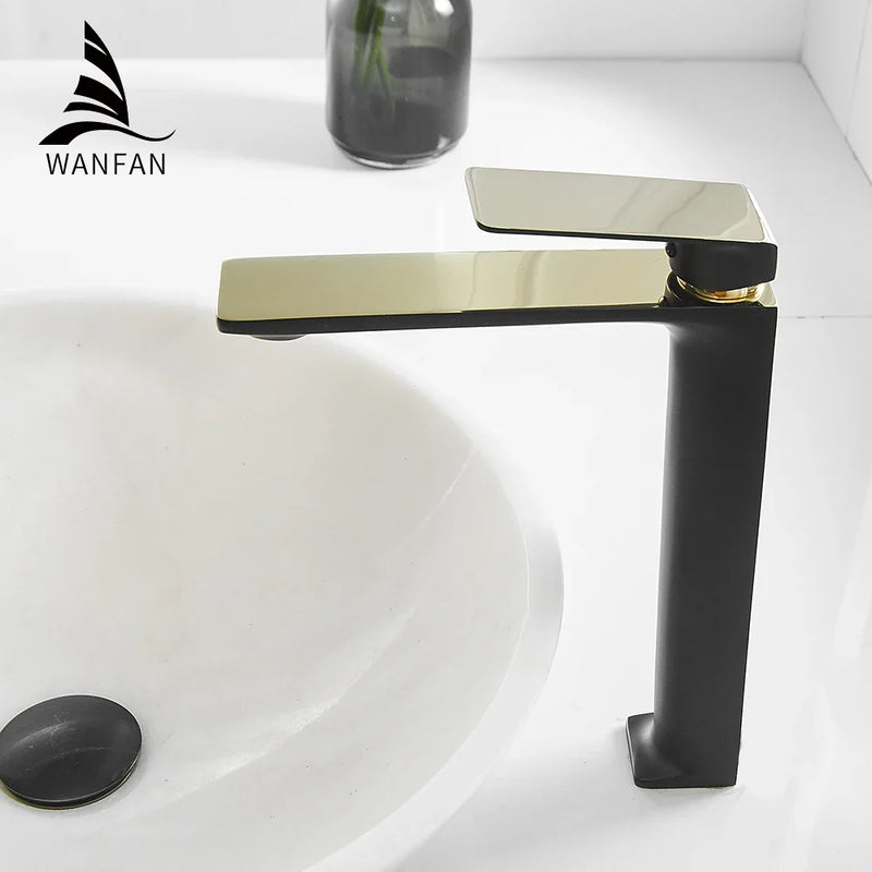 Afralia™ Black Single Handle Basin Faucet Deck Vintage Wash Hot Cold Mixer Tap