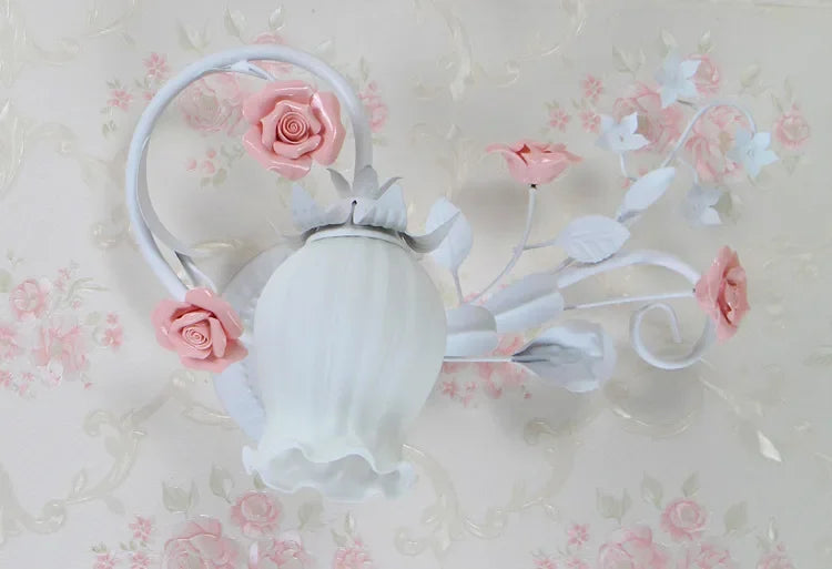 Afralia™ Floral Wall Lamp: European Pastoral Style, Princess Girl's Bedroom Décor.