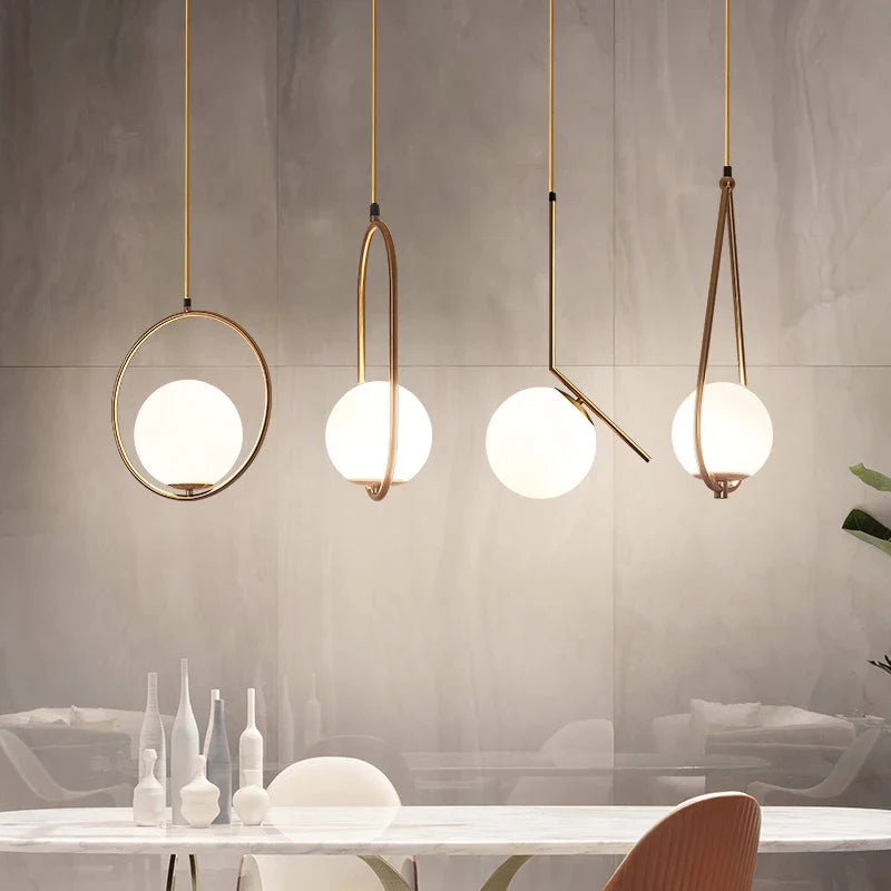 Afralia™ Milk White Ball Nordic Pendant Lights for Restaurant, Bar, Bedroom - Simple, Stylish Personality