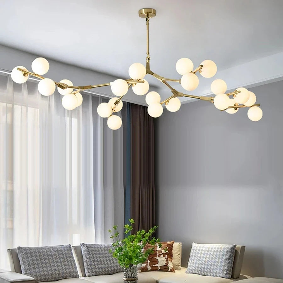 Afralia™ Glass Ball LED Chandelier Molecular Pendant Lighting for Living Dining Bedroom