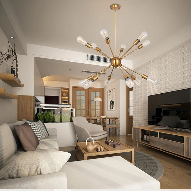 Afralia™ Gold Satellite Pendant LED Ceiling Lamp for Modern Living Room & Kitchen Decor