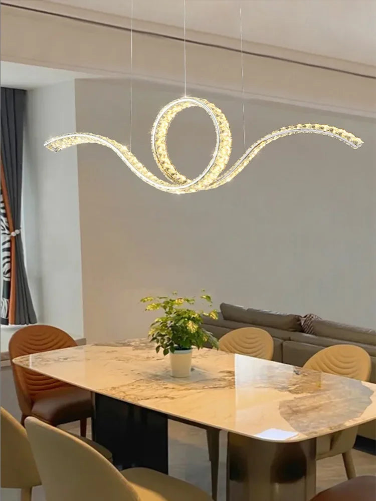 Afralia™ Luxury LED Crystal Chandelier Gold/Silver Dimmable Pendant Lamp