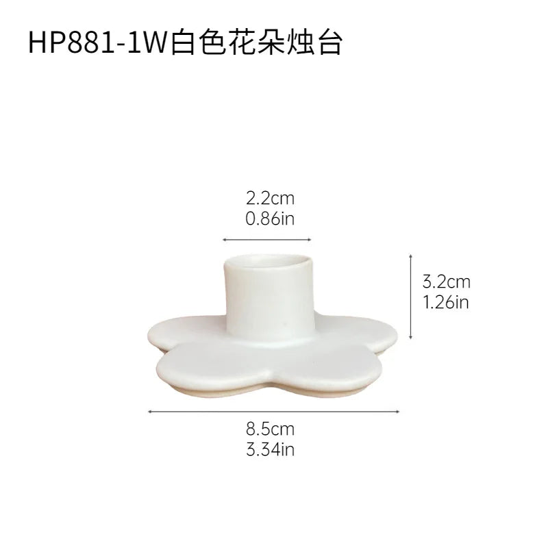 Afralia™ Cartoon Flower Ceramic Candle Holder Candelabrum Desktop Storage Accessory