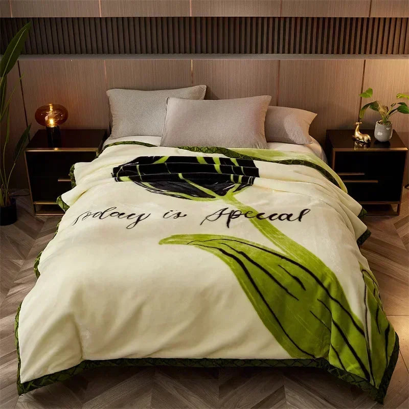 Afralia™ Cozy Flocked Raschel Blanket | Soft & Warm Double-Sided Winter Bedding