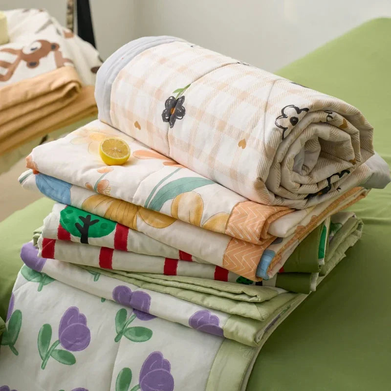 Afralia™ Summer Thin Quilt Cotton Blanket Bedding Filler Twin Queen Size