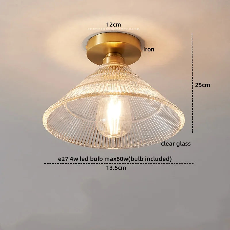 Afralia™ Glass Copper LED Ceiling Light - Simple Art Decorative Chandelier
