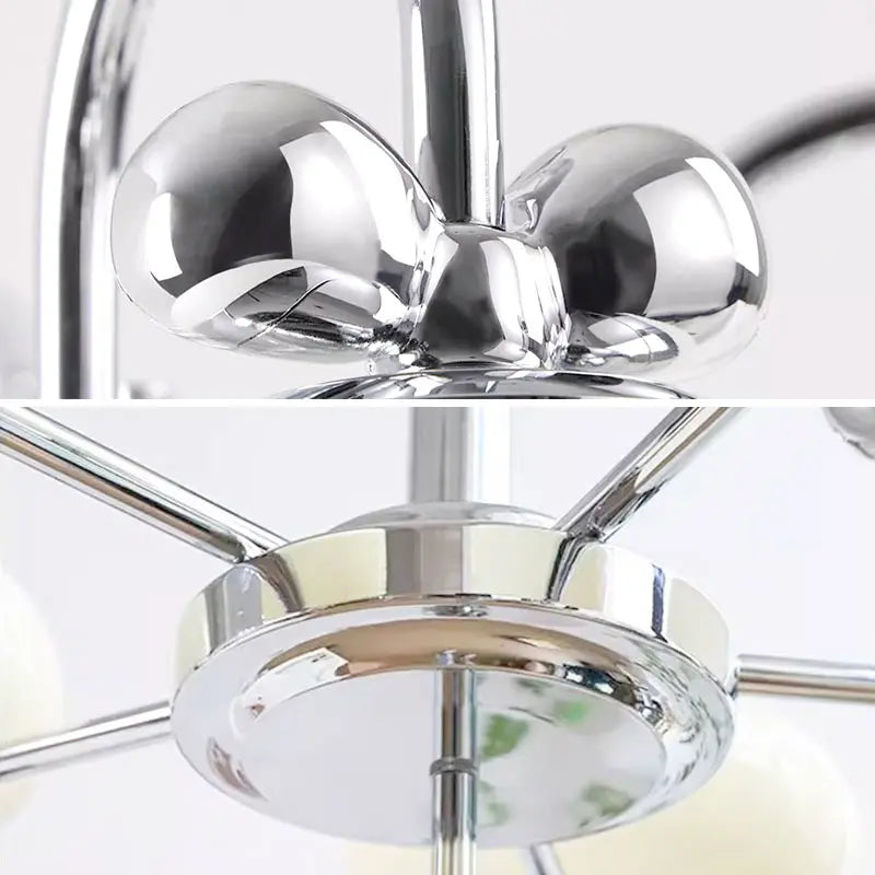 Afralia™ Nordic Chrome Glass Ball Led Chandelier for Modern Home Decor