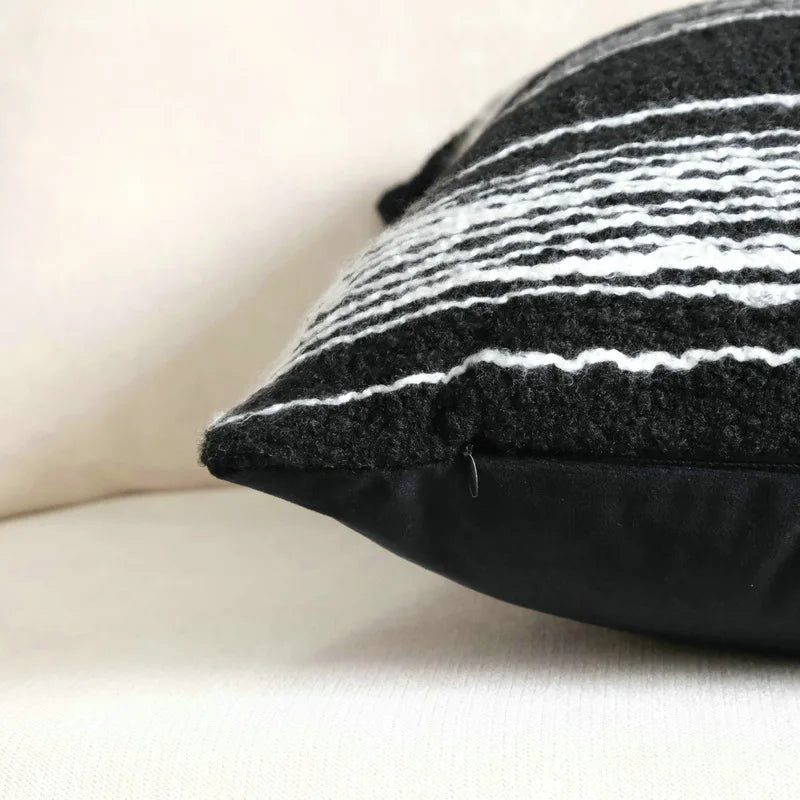 Afralia™ Plush Embroidered Striped Pillow Cases: Wabi-sabi Simplicity Cushion Covers