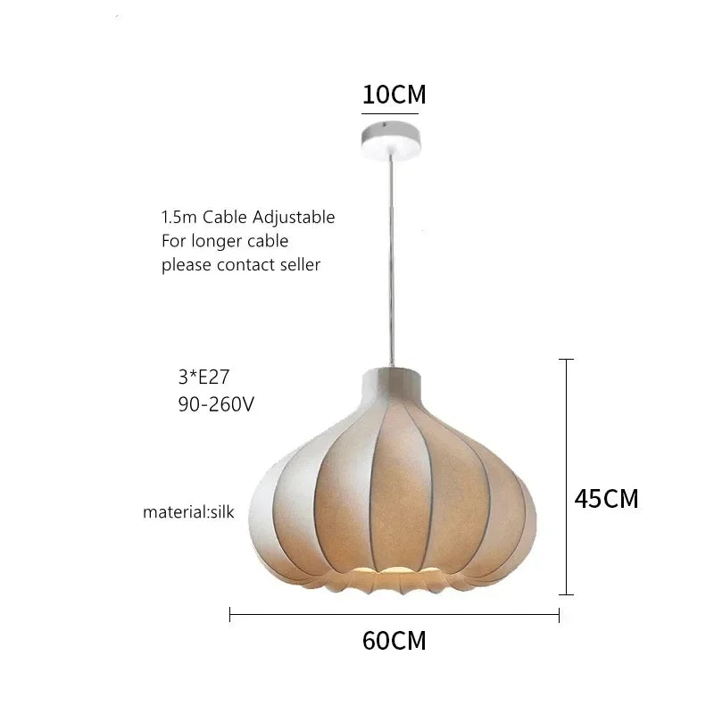 Afralia™ Silk Cocoon Pendant Light for Living Room Bedroom Dining Decor