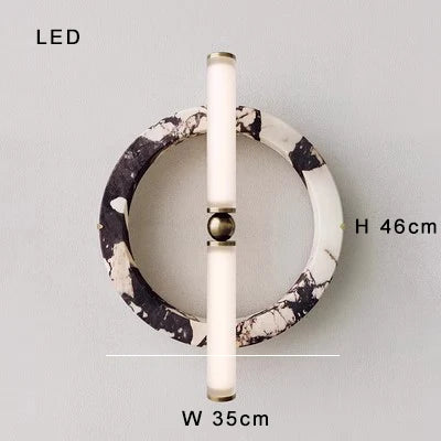 Afralia™ Round Marble Wall Lamp Minimalist Lights Stone Sconce Luxury Vintage Wall Mounted