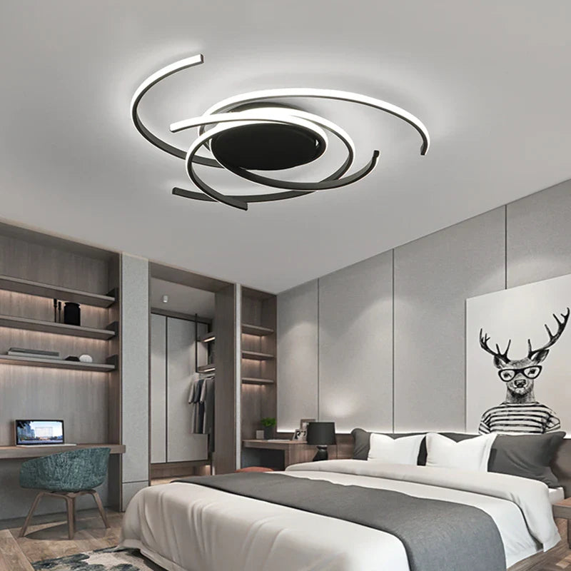 Afralia™ Modern LED Ceiling Lights with Remote Control, Aluminum Home Decor for Living Room