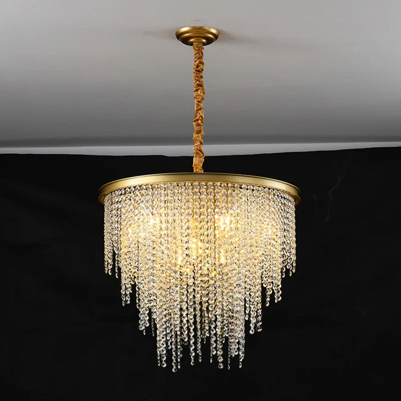 Afralia™ Retro E14 LED Pendant Lights in Black/Gold Finish - Elegant Crystal Suspension Lamp