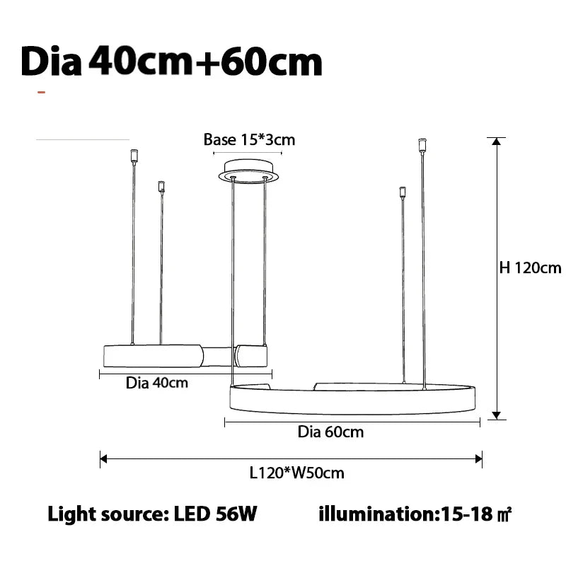 Afralia™ Modern LED Chandelier 4 Circle Pendant Lights Aluminum Gold Black 20-80cm