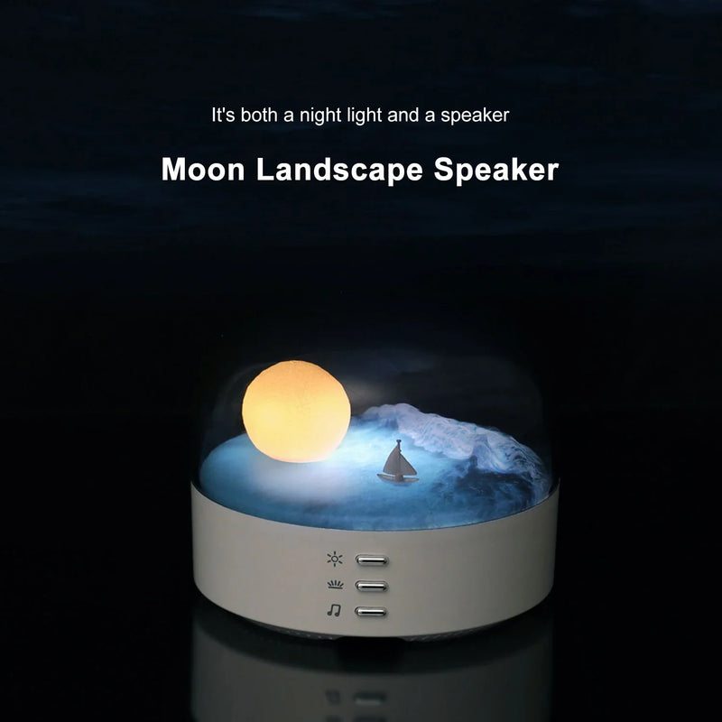 Afralia™ Moon LED Speaker Bluetooth Night Light - Rechargeable Dimming Table Lamp