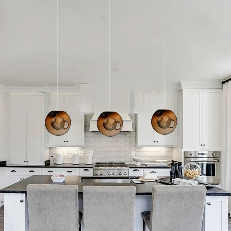 Afralia™ Clear Glass Pendant Light Dimmable LED Luxury Hanging Lamp