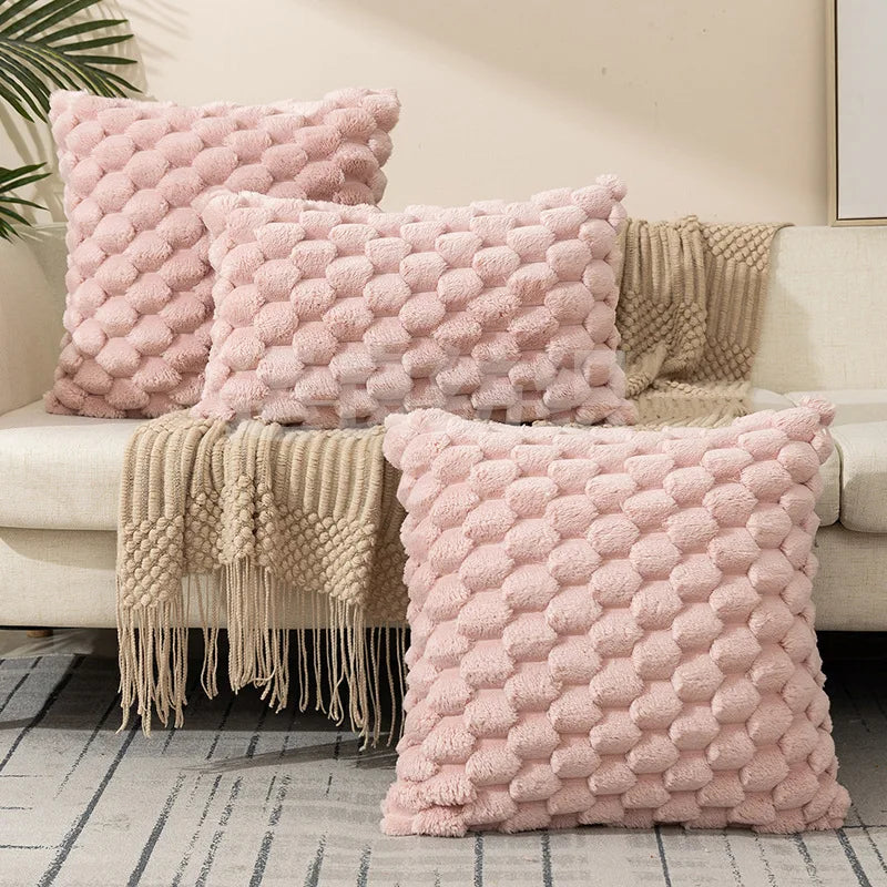 Afralia™ Soft Striped Flocking Cushion Cover for Home Sofa Living Bed Room