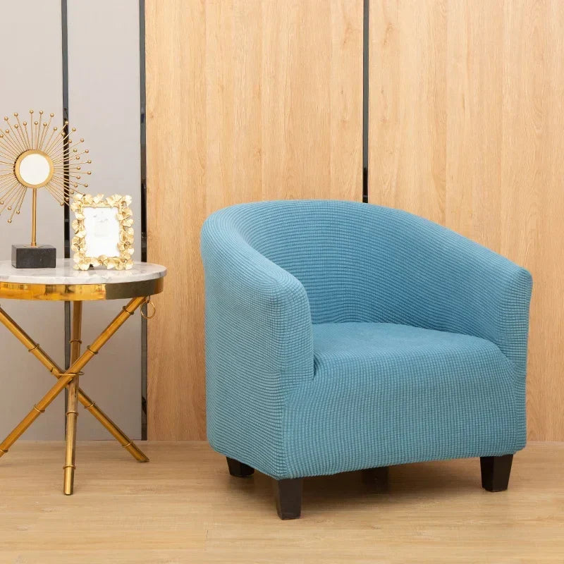 Afralia™ Plain Fleece Stretch Round Sofa Cover Slipcover