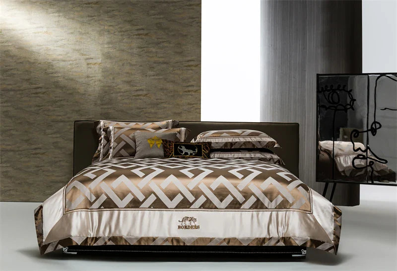 Afralia™ American Jacquard Brocade & Egyptian Cotton Embroidered Bedding Set with Pillowcase