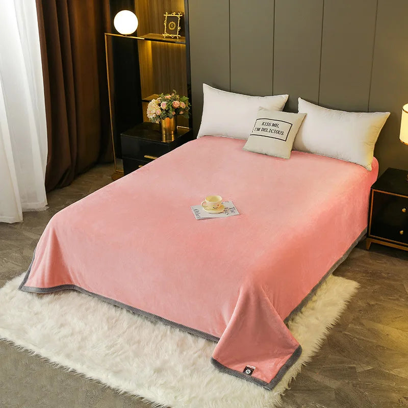 Afralia™ Plush Reversible Wide Edge Velvet Blanket: Luxurious & Skin-friendly Sofa and Office Nap Blanket