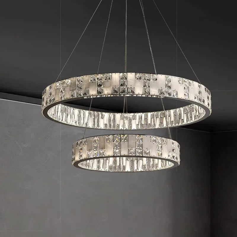 Afralia™ LED Crystal Marble Chandelier | Modern Elegant Living Room Bedroom Lighting