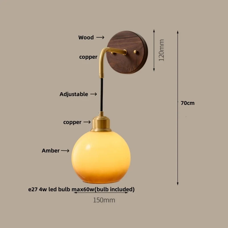 Afralia™ Walnut Wood LED Wall Sconce with Pull Chain Switch for Home Lighting