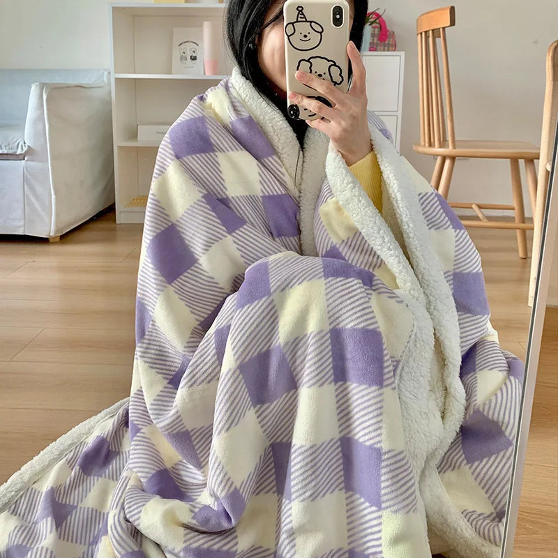 Afralia™ Korean Cartoon Plush Blanket, Soft Nap Sofa Cover for Home Dormitory