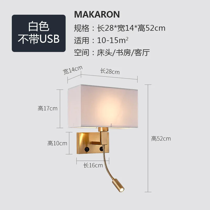 Afralia™ Nordic LED Bedroom Wall Light with Switch, Adjustable Hose Spotlight