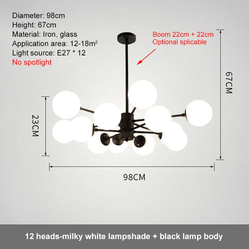 Afralia™ Glass Ball LED Chandelier for Bedroom Dining Room - Elegant Ceiling Pendant Lamp