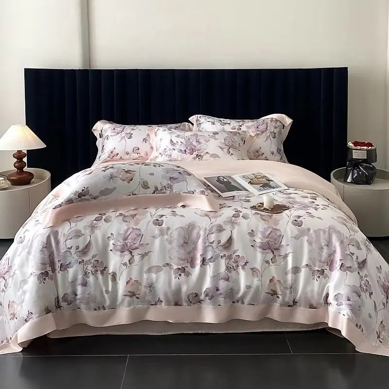 Afralia™ Eucalyptus Fiber Flowers Print Bedding Set - Soft Silky Cool Feel