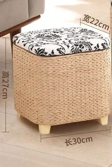 Afralia™ Rattan Wicker Ottoman Shoe Cabinet Storage Stool & Footrest