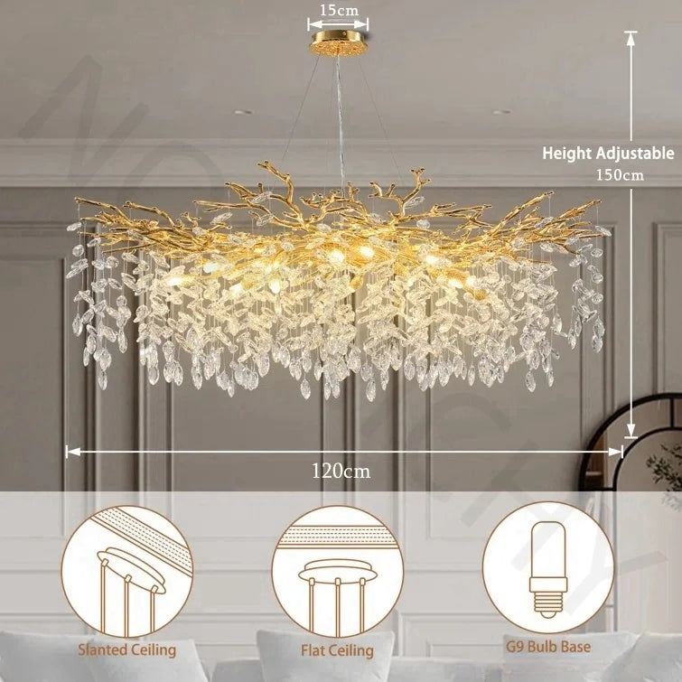 Afralia™ Nordic Crystal Chandelier: Elegant Sparkling Lustre for Dining & Living Room