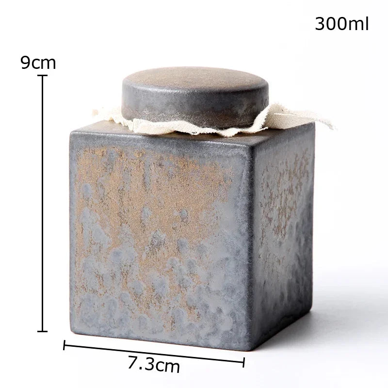 Afralia Ceramic Tea Canister Pottery Jar for Tea and Coffee Storage