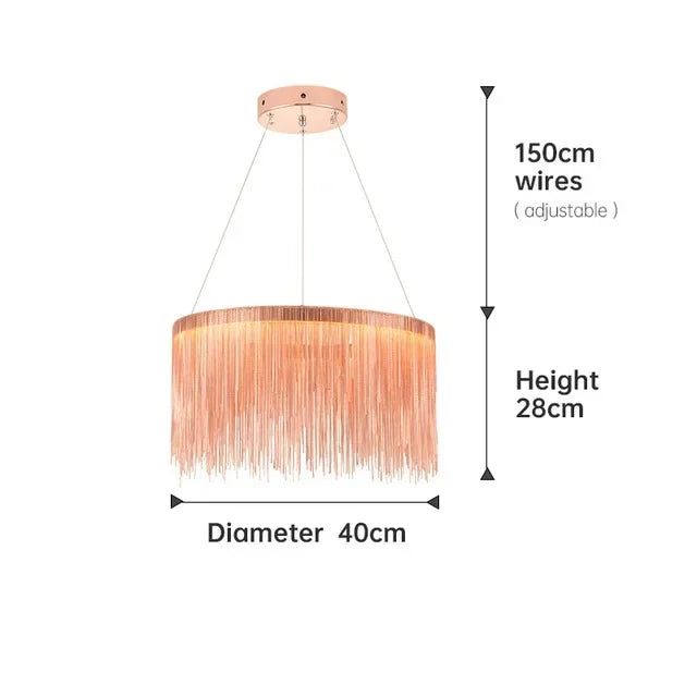 Afralia™ LED Aluminum Tassel Chandelier: Modern Dimmable Light for Living Room, Hotel, Hall