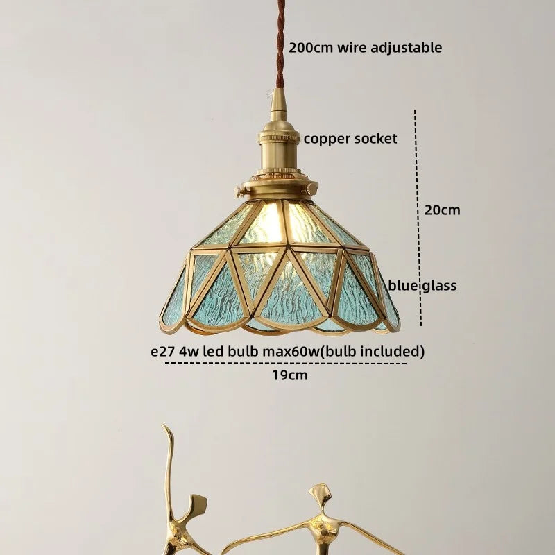 Afralia™ Glass Copper LED Hanging Light: Nordic Pendant Lamp, Living Room Bedroom Coffee Knob Switch