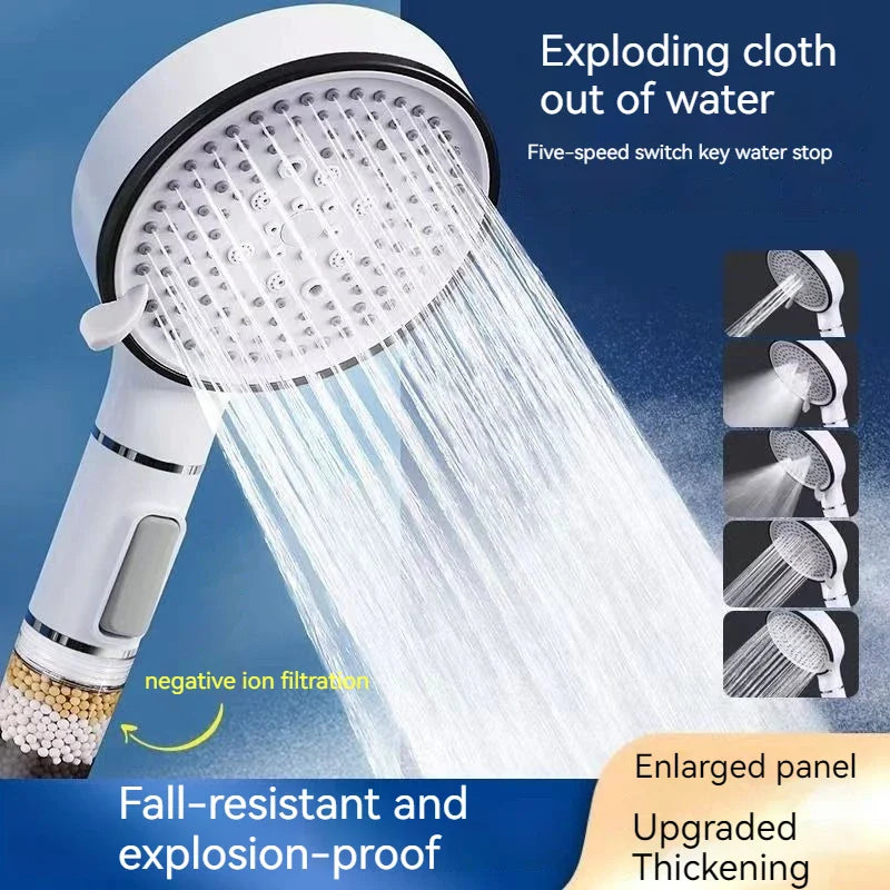 Afralia™ 5-Speed High-Pressure Calcium Sulfite Shower Head for Purification & Relaxation