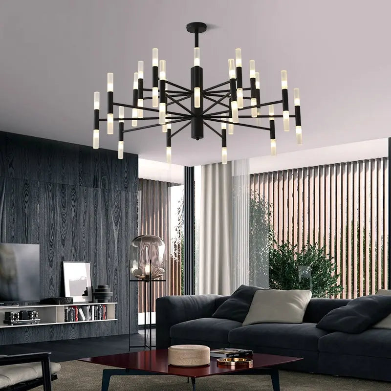 Afralia™ Black Gold Art Decor Led Ceiling Chandelier for Modern Fashion Designer Home