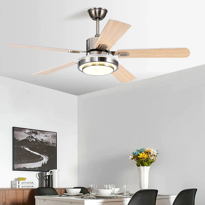 Afralia™ 52" Stainless Steel Blade Ceiling Fan with LED Light and Remote Control