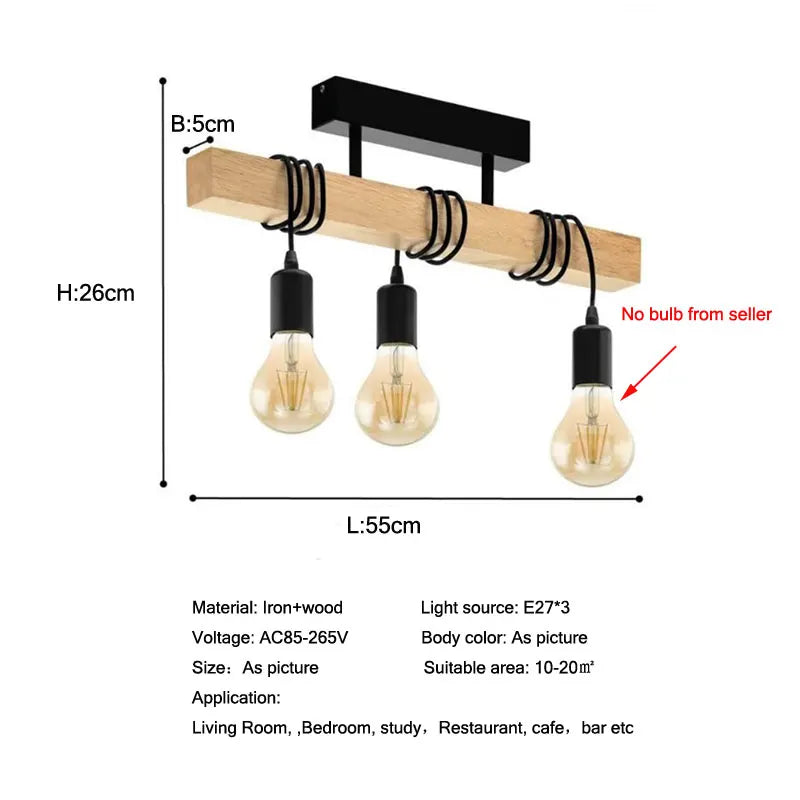 Afralia™ Wood Chandelier Light Ceiling for Dining Room Living Room Pendant Lamp