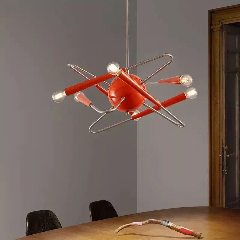 Afralia™ Orange Chandelier: Mid Century LED Sputnik Lighting for Living Room, Dining Room, Bedroom