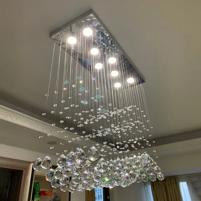 Afralia™ Crystal Chandelier LED Pendant Light for Living Room, Cafe, Office, Home