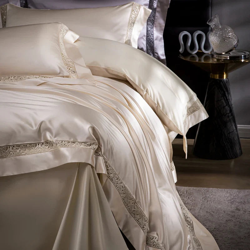 Afralia™ Damask Lyocell Cotton Bedding Set with Soft Silky Finish