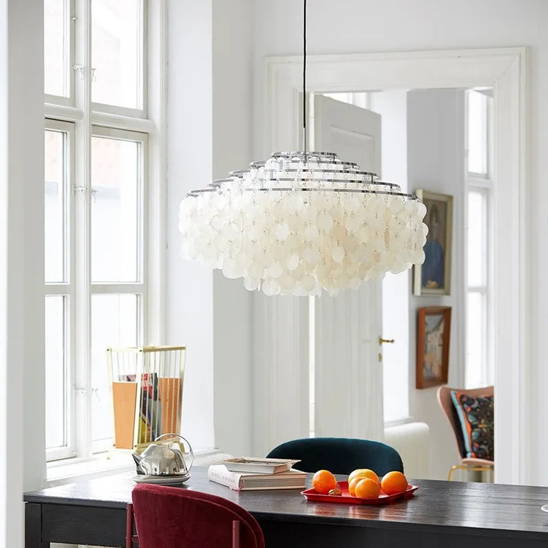 Afralia™ Romantic Shell Pendant Light in Gold Chrome Metal for Bedroom and Dining Room