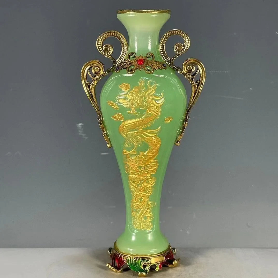 Afralia™ Qing Dynasty Qianlong Period Bronze Vase with Dragon and Phoenix