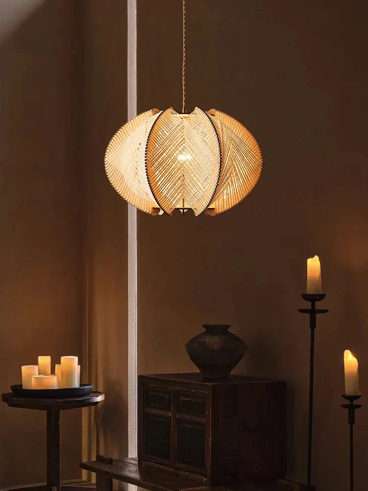 Afralia™ Wabi Sabi Hemp Rope Wood Chandelier Pendant Lights for Living Room Bedroom