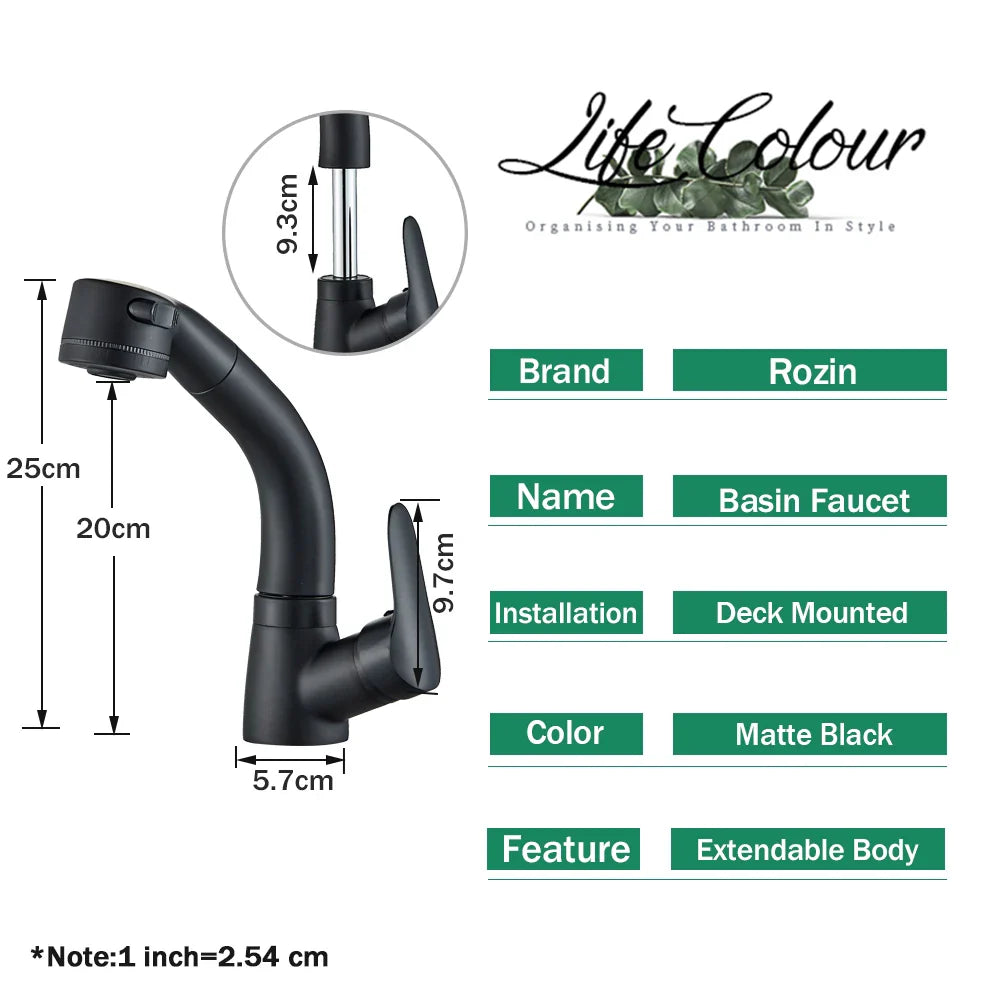 Afralia™ Black Lift Basin Faucet with Pull Out Sprayer for Bathroom Sink - Dual Nozzle