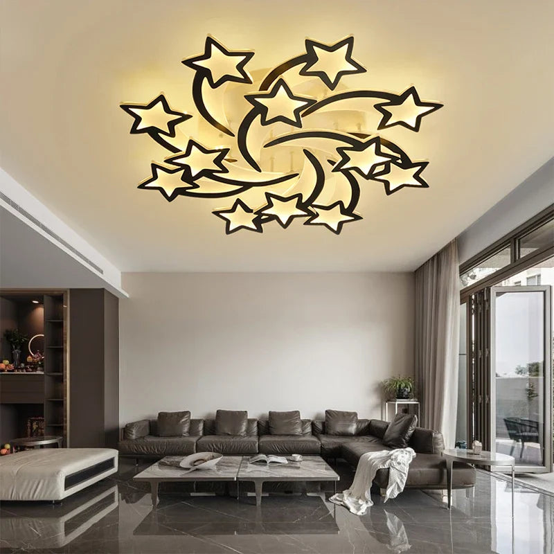 Afralia™ Star Design LED Chandelier for Modern Living Room, Bedroom, Nursery, Kitchen